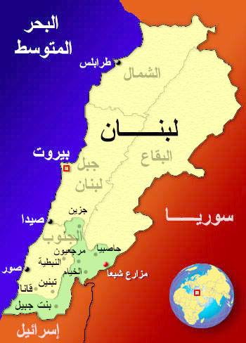 خريطة لبنان