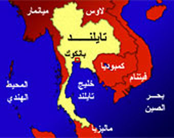 موقع تايلاند على خارطة جنوب شرق آسيا